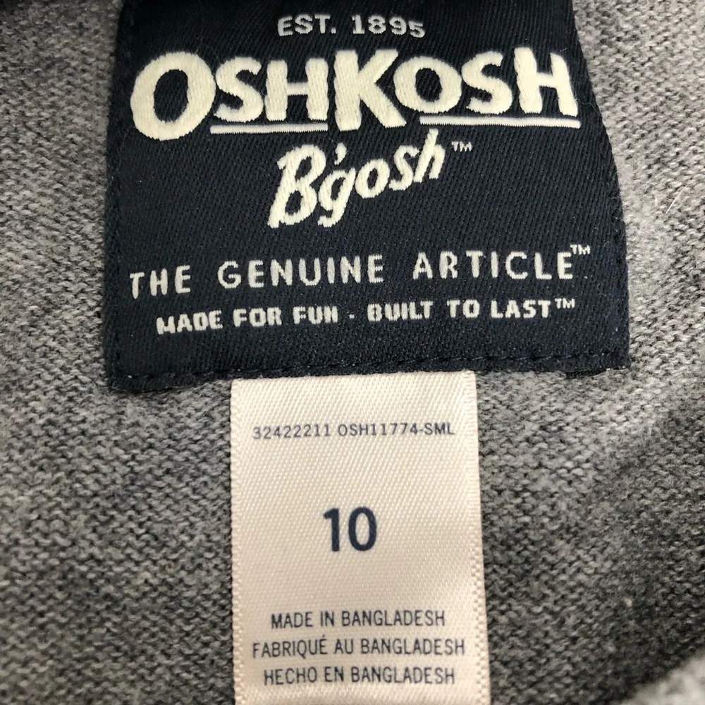 OshKosh B'gosh Boy’s V-Neck Sweater in Light Gray Size 10